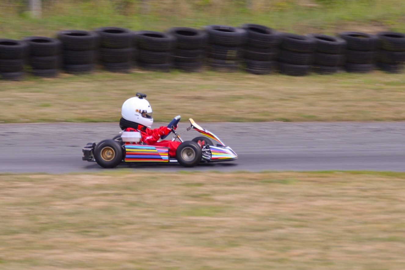 Gilles in his first kart on track